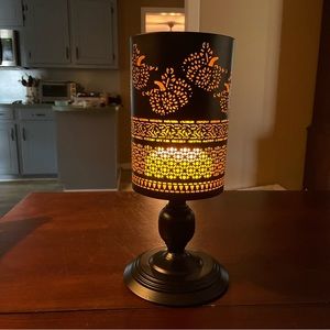 White Barn Pumpkin Luminary 3 Wick Candle Holder on Pedestal